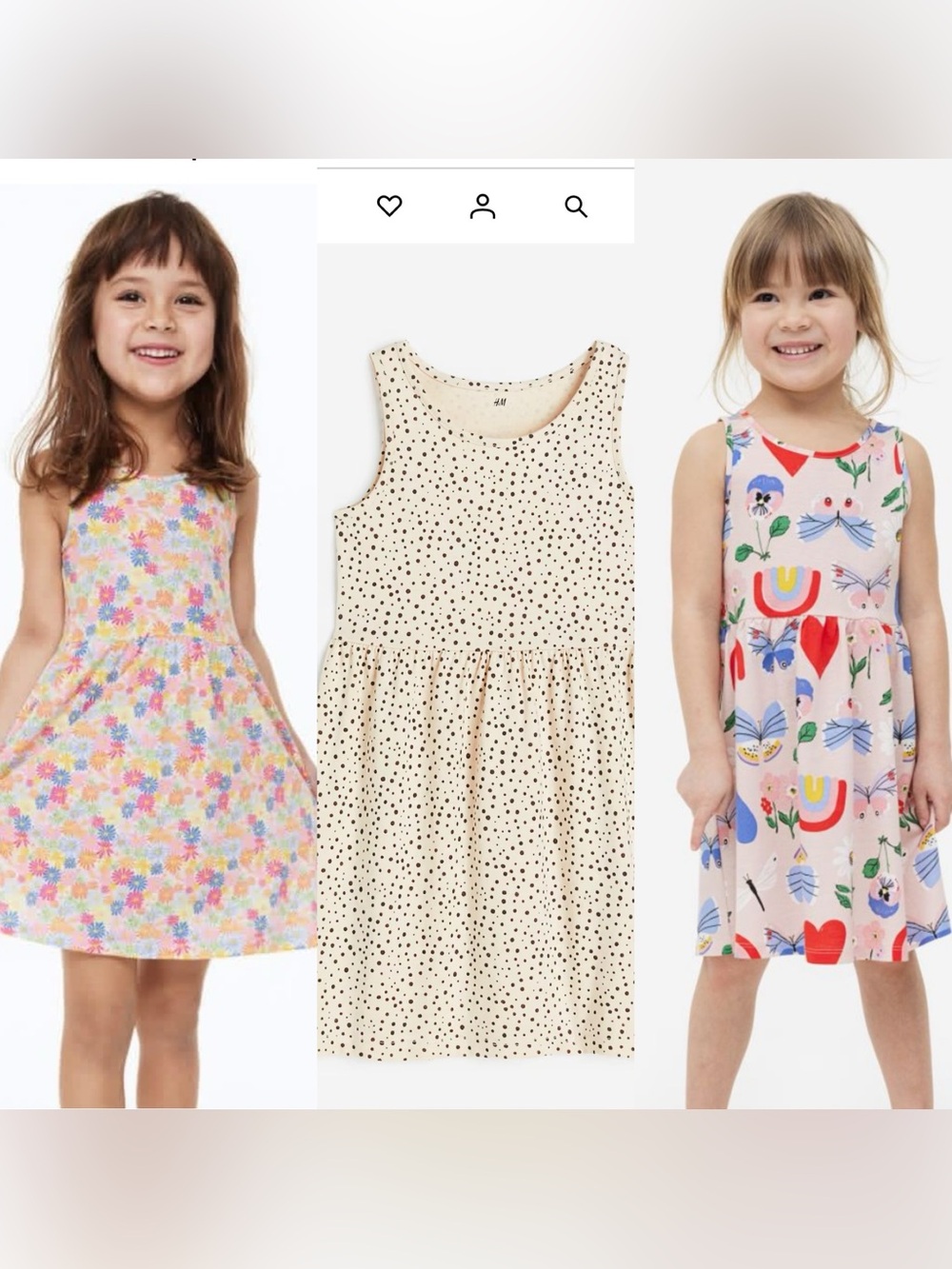 H&M 100% cotton Sleeveless Girls play Dress bundle of 3 Sz 8-10